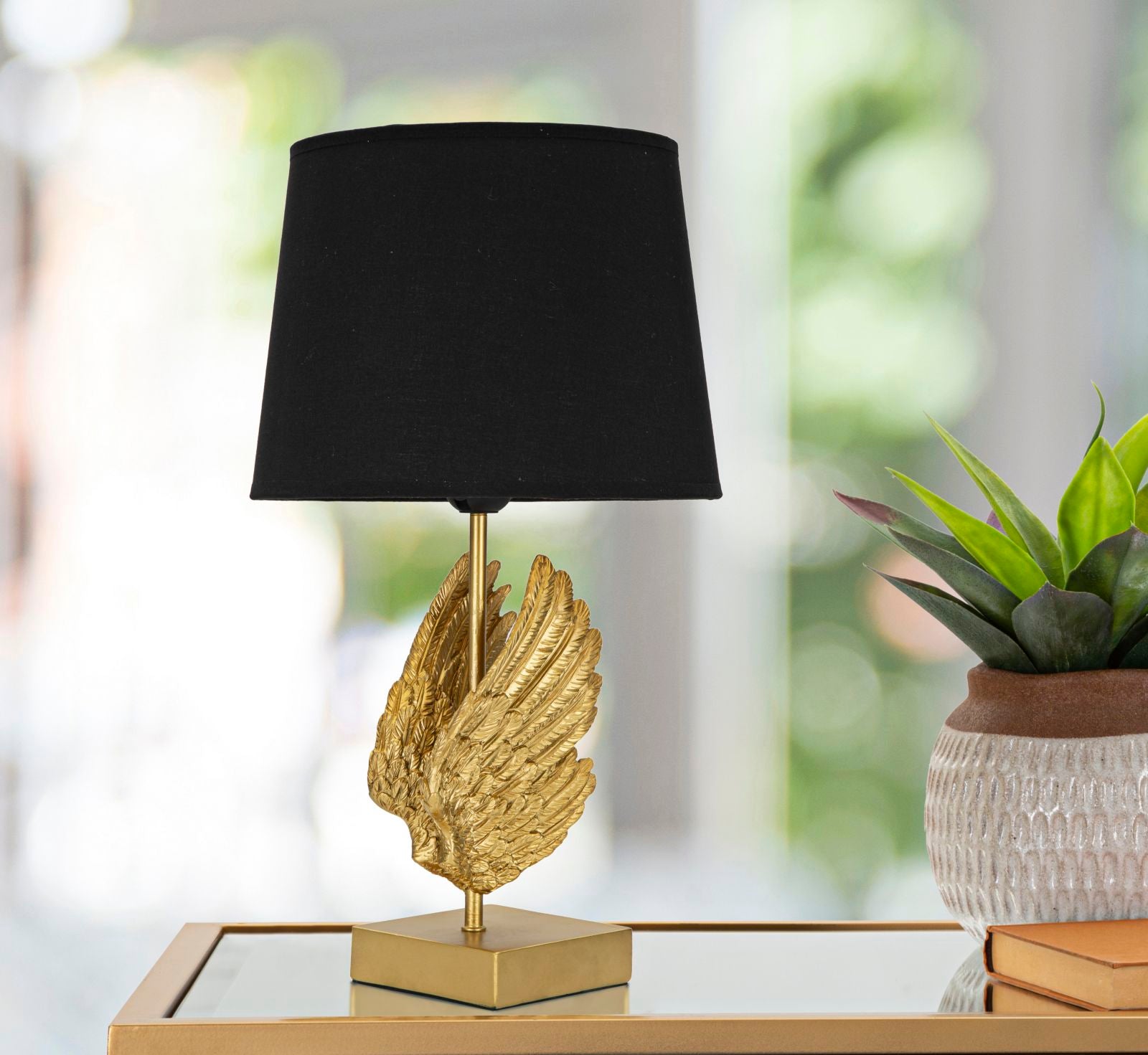 Golden Wings Table Lamp - Matte Black Shade Finish