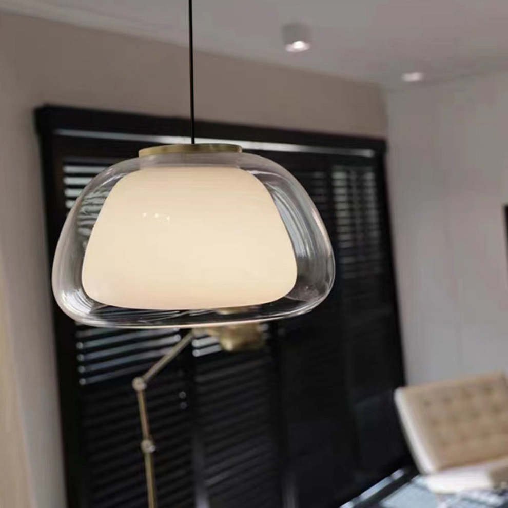 Jelly-Shaped Pendant Lamp | Milk Glass Shade