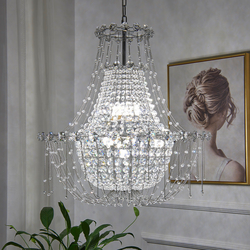 Modern Crystal Chandelier – Italian-Inspired Round Design Ceiling Lamp
