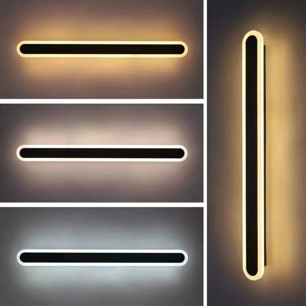 Modern Outdoor Wall Lamp – Linear Oval LED Light