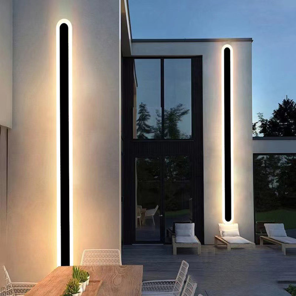 Modern Outdoor Wall Lamp – Linear Oval LED Light