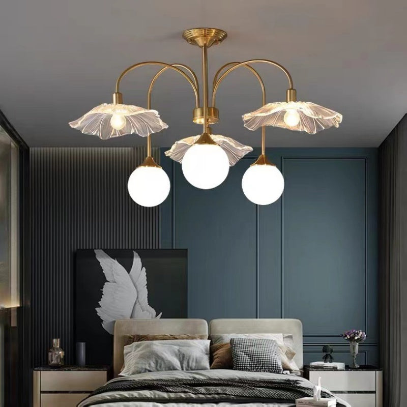 Modern Nordic LED Chandelier – Dining & Bedroom Gold Glass Lighting
