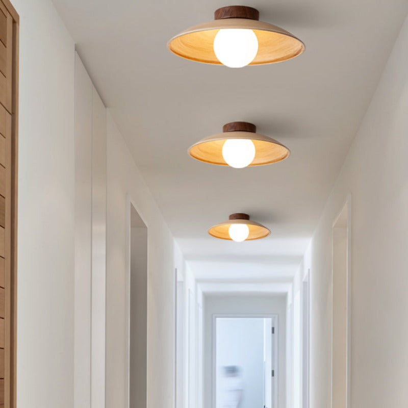 Rustic Vintage Flush Mount Ceiling Light – Wood, Metal, Glass Design