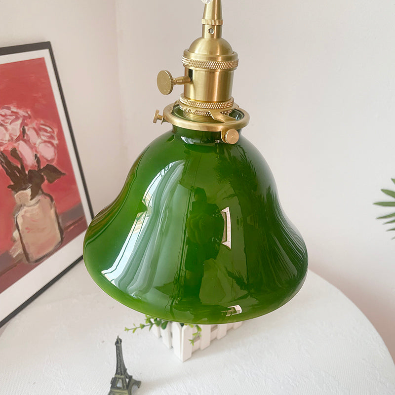 Dome Bell Pendant Lamp – Rustic Green Glass Shade