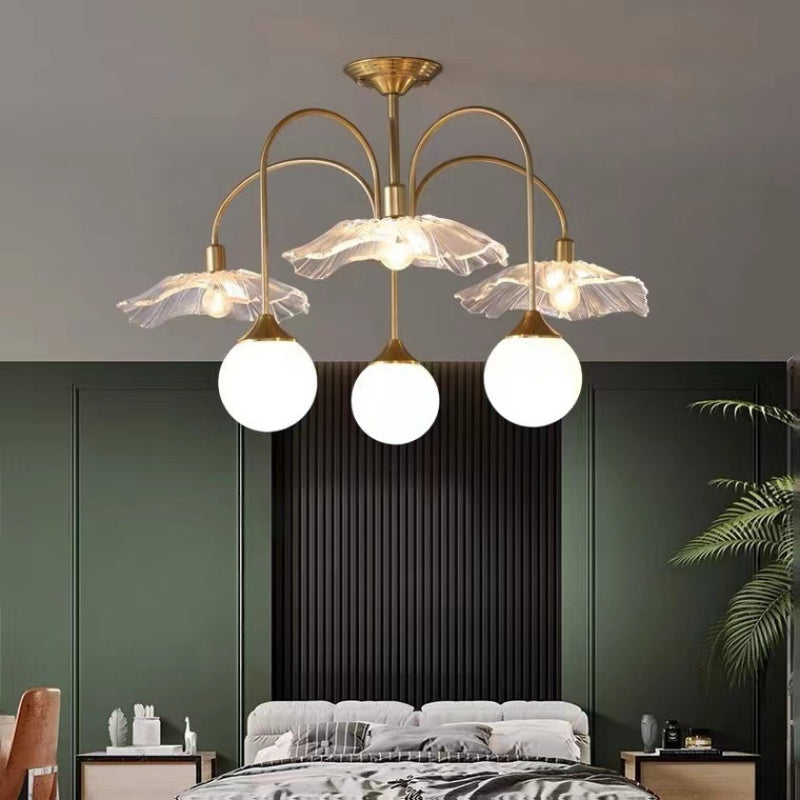 Modern Nordic LED Chandelier – Dining & Bedroom Gold Glass Lighting