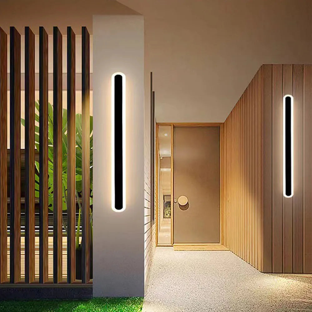 Modern Outdoor Wall Lamp – Linear Oval LED Light