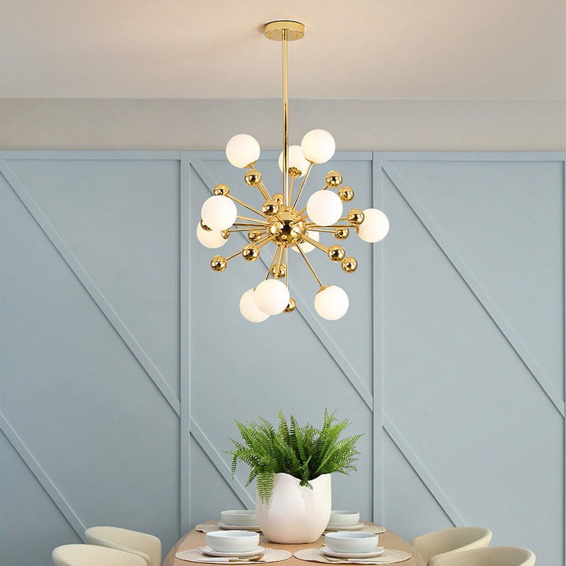 Modern Nordic Chandelier – Firework-Inspired LED Lighting in Gold Finish