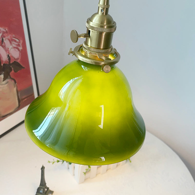 Dome Bell Pendant Lamp – Rustic Green Glass Shade