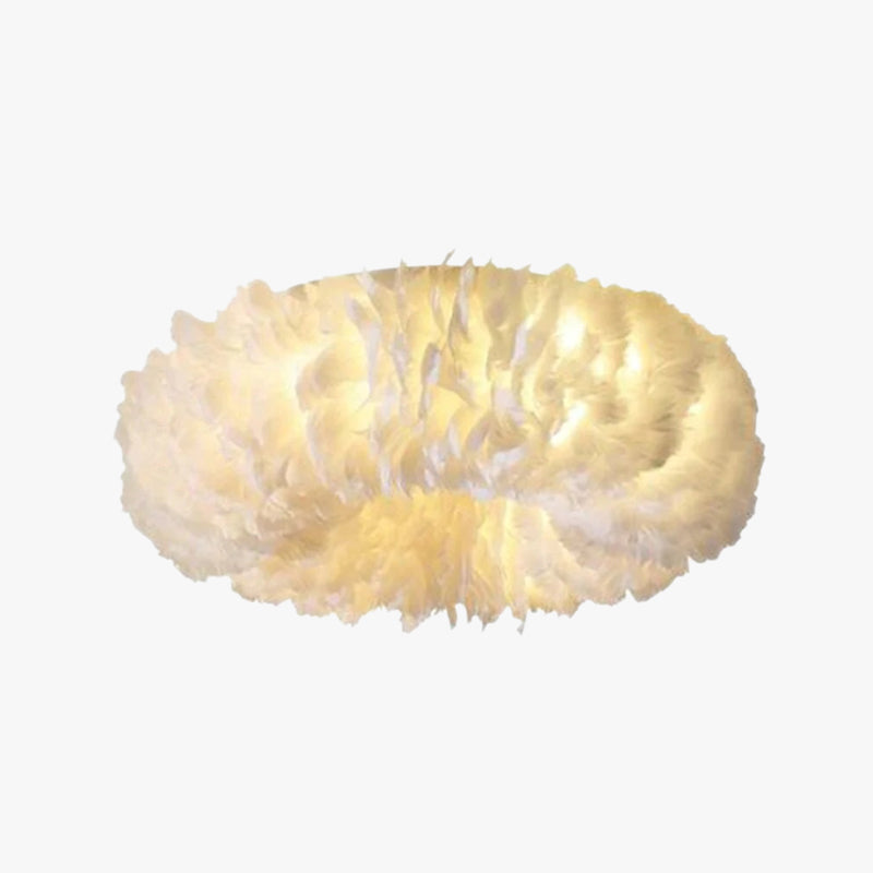 Round Flush Mount Ceiling Light – Swan Feather Inspired Design