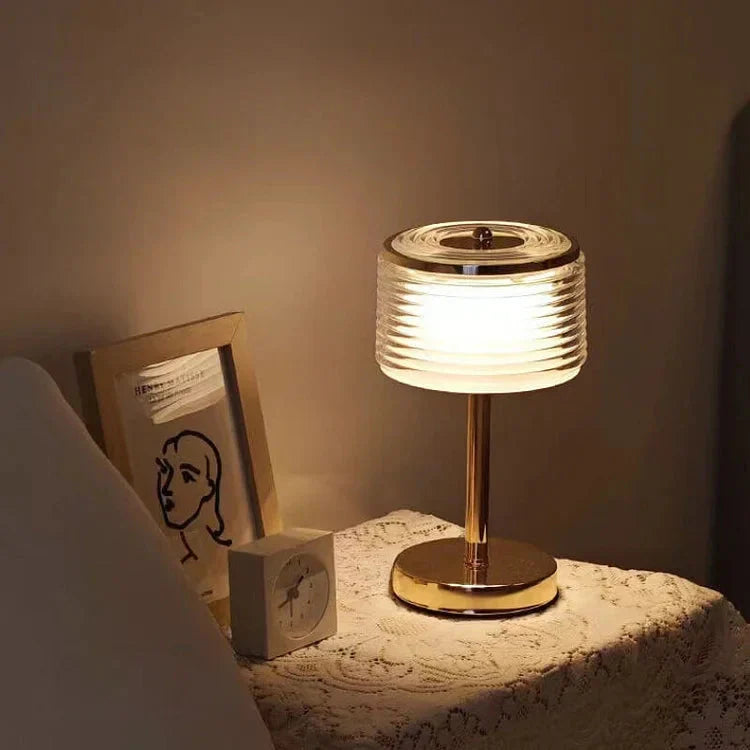 Minimalist LED Crystal Ring Desk Lamp | Bedroom Light