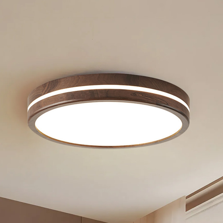 Round Wooden Ceiling Light | Tri-colour Ceiling Lamp