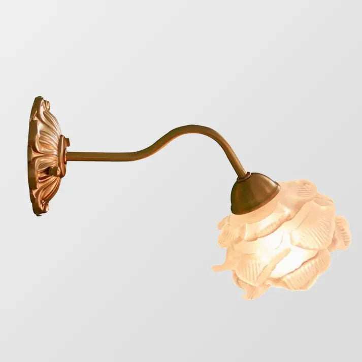 Vintage Copper Flower Petal Wall Light | Glass Wall Sconce