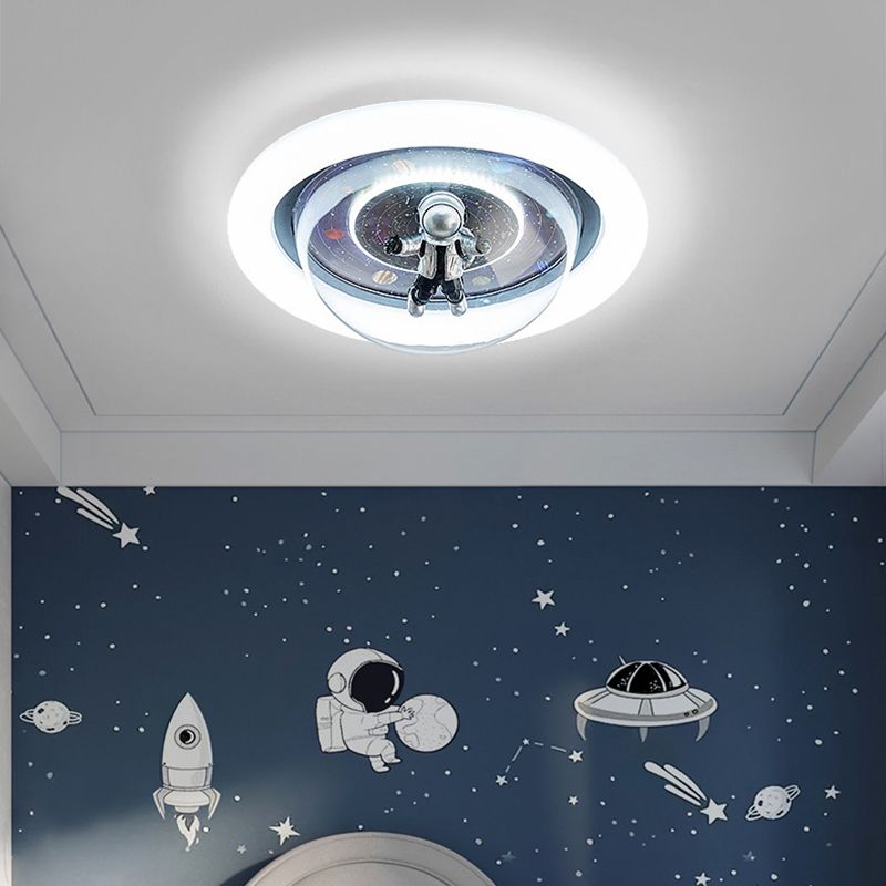 Kids’ Room Ceiling Light – Cosmic Astronaut Flush Mount Fixture