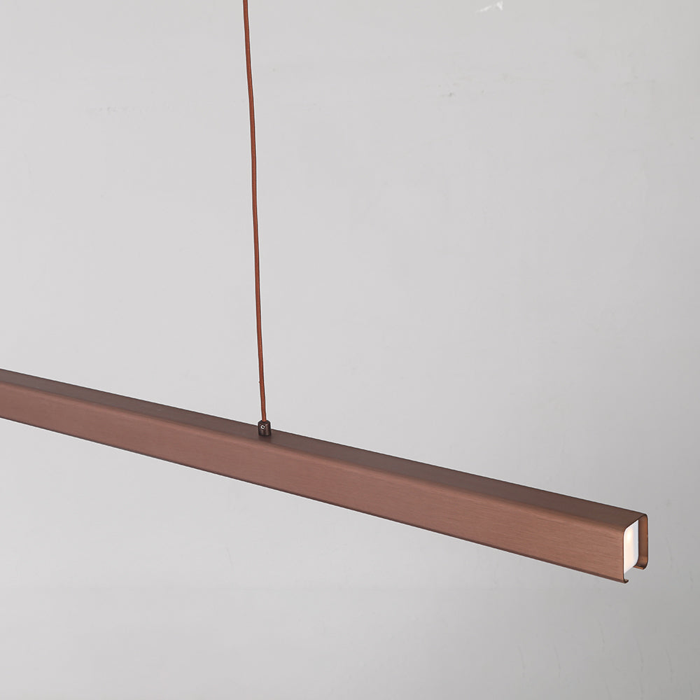 Contemporary Linear Metal Pendant Light – Black and Brown LED Lamp