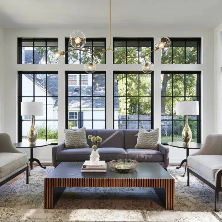 Modern Satellite-Shape Chandelier | Blown Glass Shades Ceiling Light Fixture