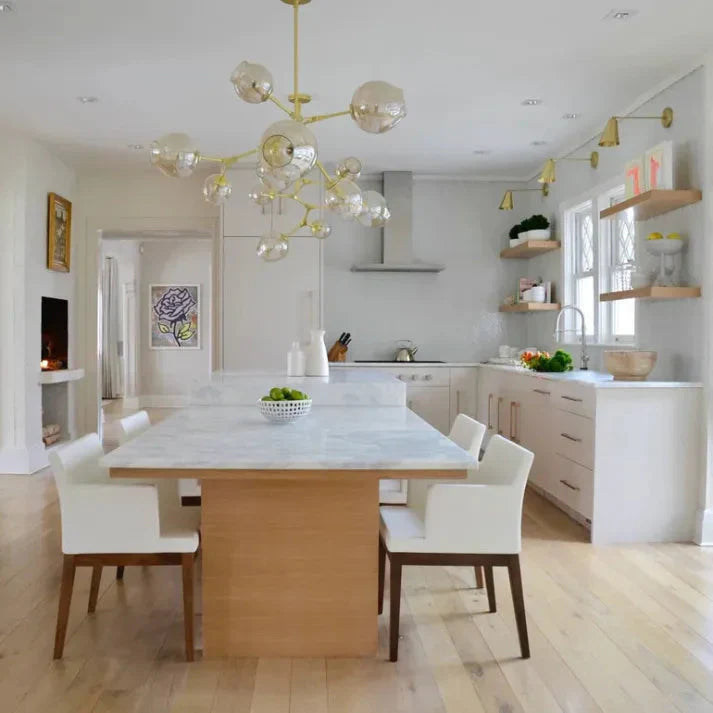 Modern Satellite-Shape Chandelier | Blown Glass Shades Ceiling Light Fixture