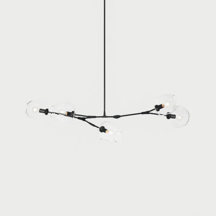 Modern Satellite-Shape Chandelier | Blown Glass Shades Ceiling Light Fixture