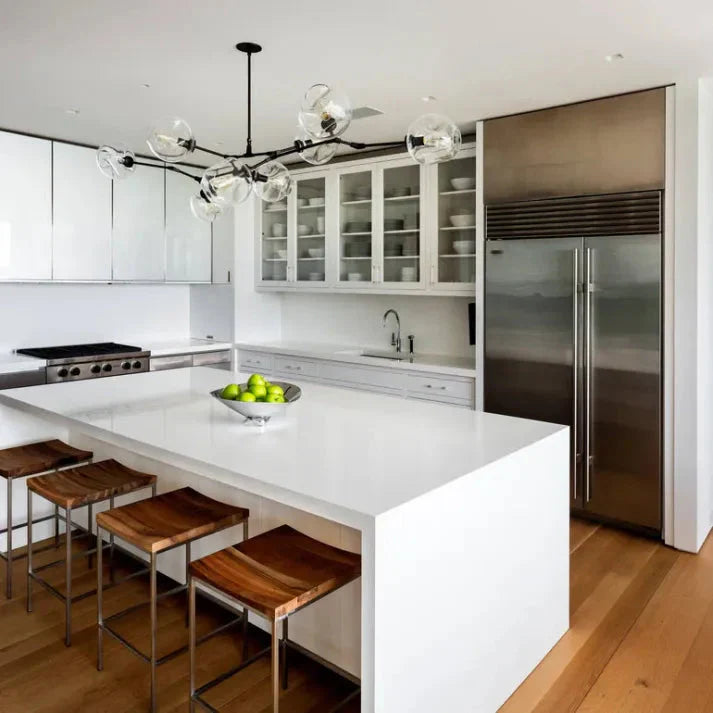 Modern Satellite-Shape Chandelier | Blown Glass Shades Ceiling Light Fixture