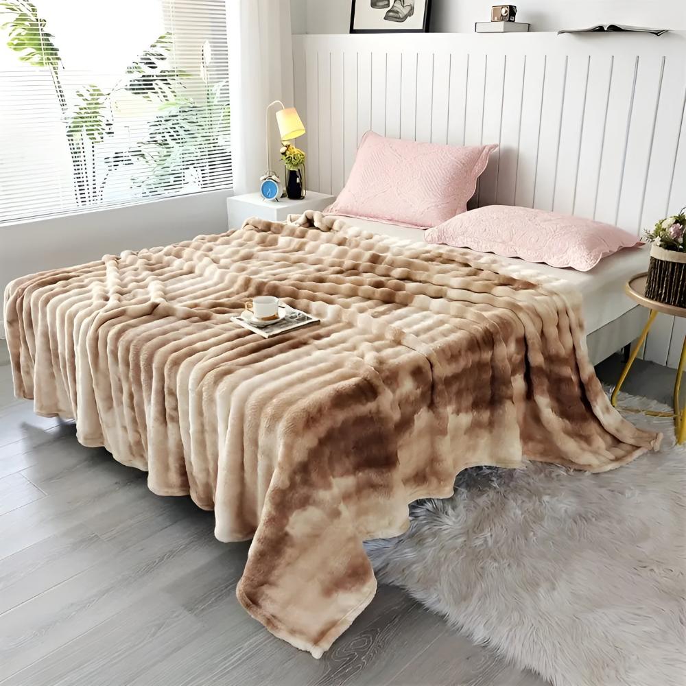 Colorful Ripple Tie-Dye Faux Fur Blanket