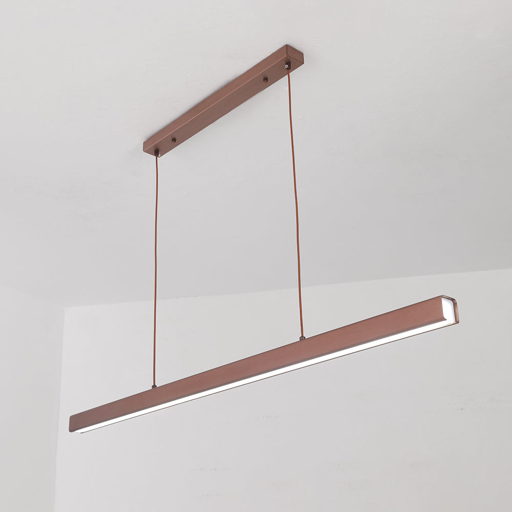 Contemporary Linear Metal Pendant Light – Black/Brown LED Ceiling Lamp