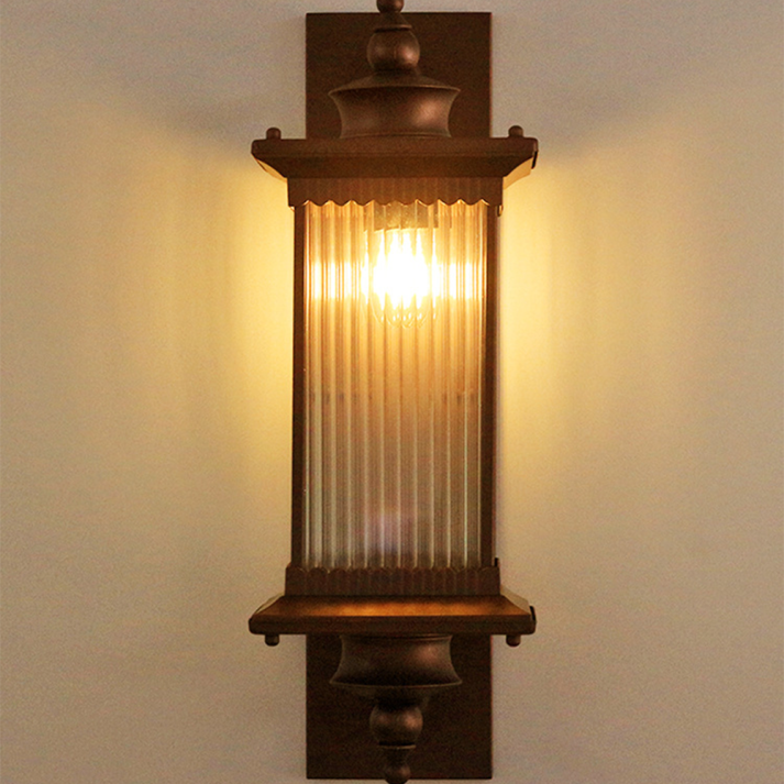 Outdoor Wall Lamp with Rectangular Retro Housing