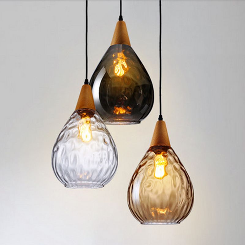 Teardrop Glass Pendant Light – Adjustable Metal Fixture