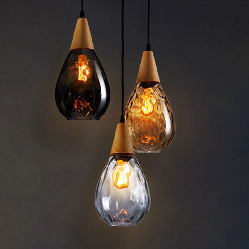 Teardrop Glass Pendant Light – Adjustable Metal Fixture