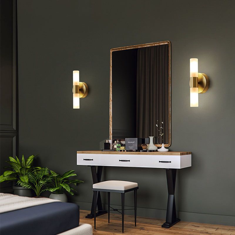 Cylindrical LED Wall Sconce – Sleek Gold Metal Fixture