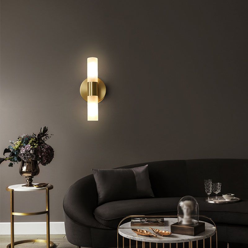 Cylindrical LED Wall Sconce – Sleek Gold Metal Fixture