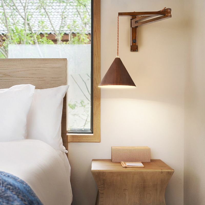 Antique Style Wall Light - Wooden & Metal Vintage Fixture