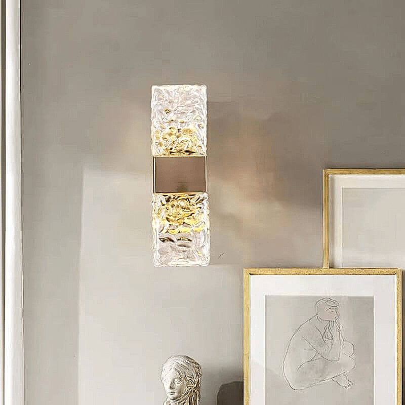 Gold Crystal Wall Lamp – Rectangular Gold LED Fixture