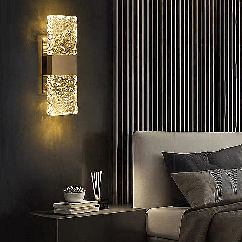 Gold Crystal Wall Lamp – Rectangular Gold LED Fixture