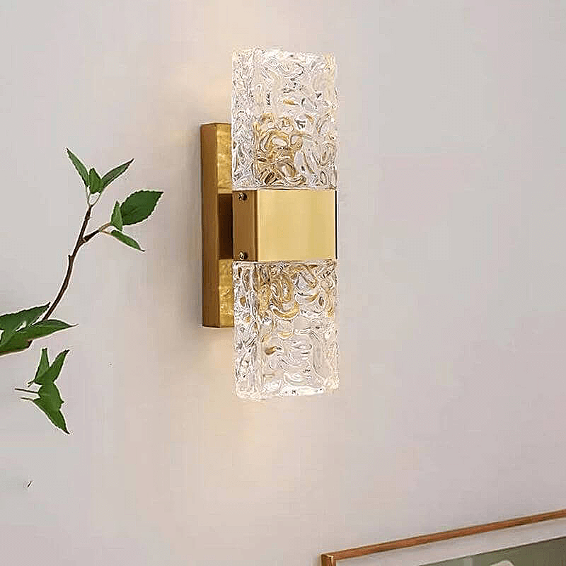 Gold Crystal Wall Lamp – Rectangular Gold LED Fixture