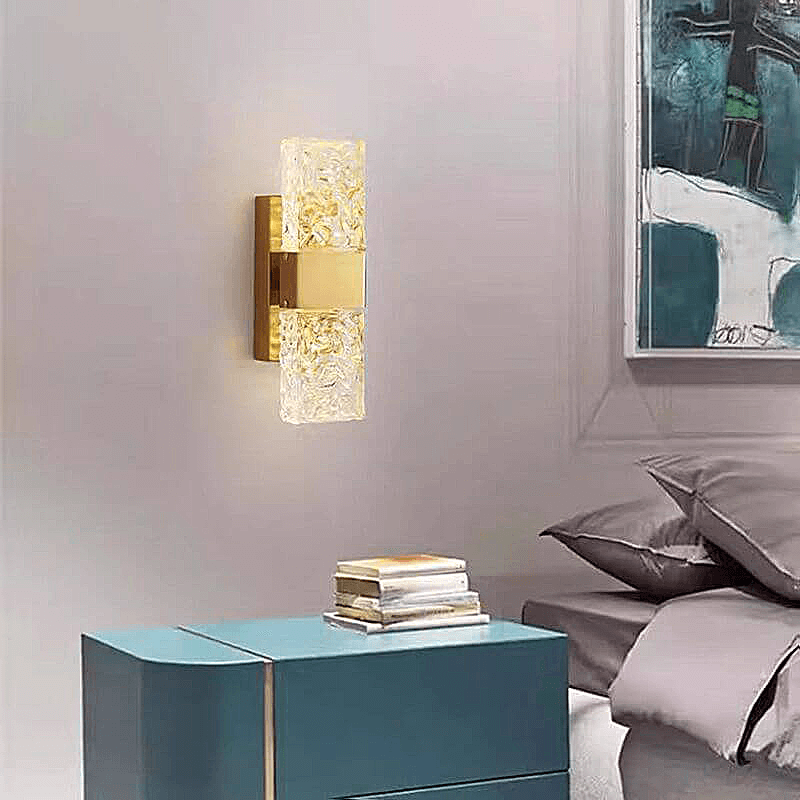 Gold Crystal Wall Lamp – Rectangular Gold LED Fixture