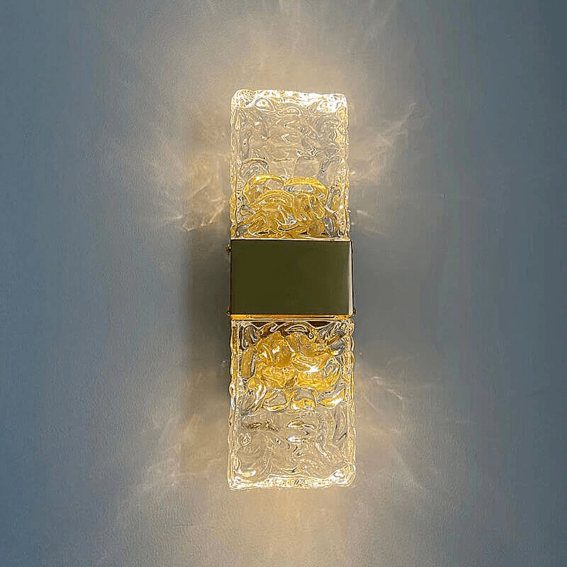 Gold Crystal Wall Lamp – Rectangular Gold LED Fixture