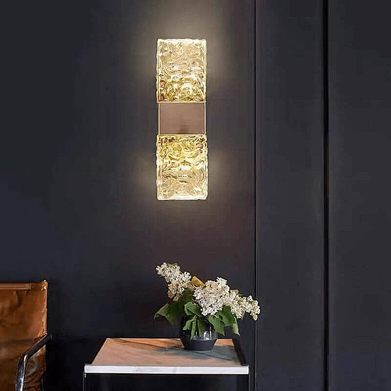 Gold Crystal Wall Lamp – Rectangular Gold LED Fixture