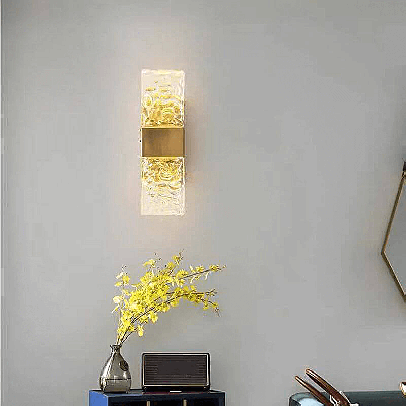 Gold Crystal Wall Lamp – Rectangular Gold LED Fixture
