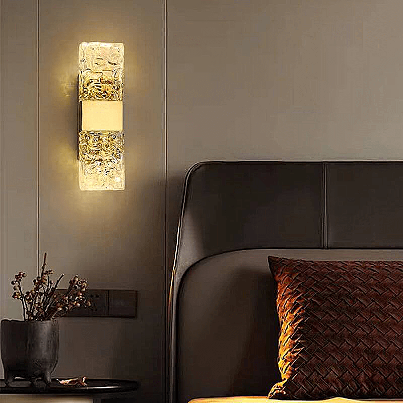Gold Crystal Wall Lamp – Rectangular Gold LED Fixture