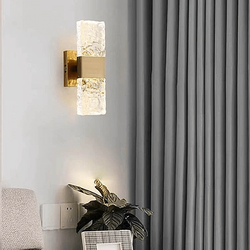 Gold Crystal Wall Lamp – Rectangular Gold LED Fixture