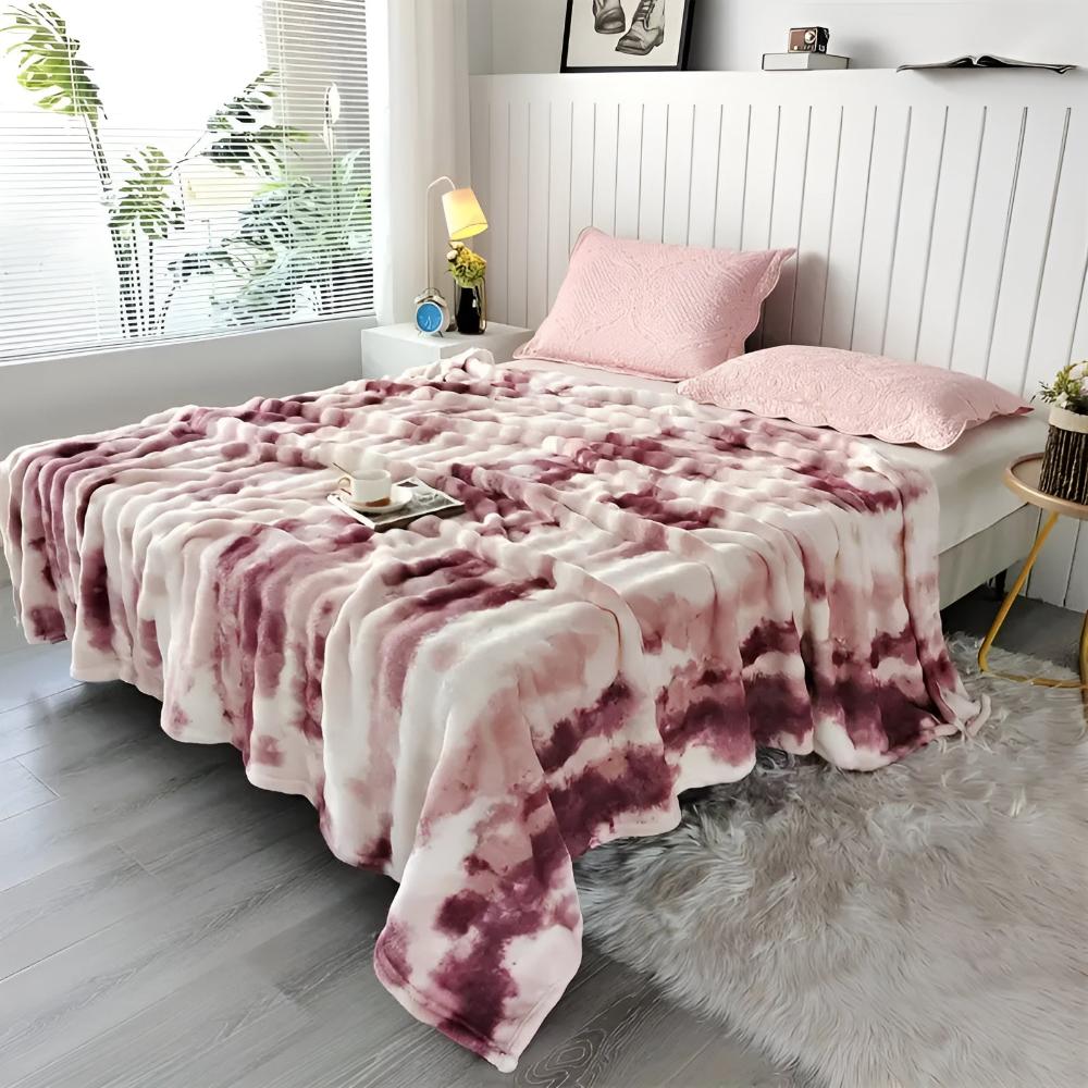 Colorful Ripple Tie-Dye Faux Fur Blanket