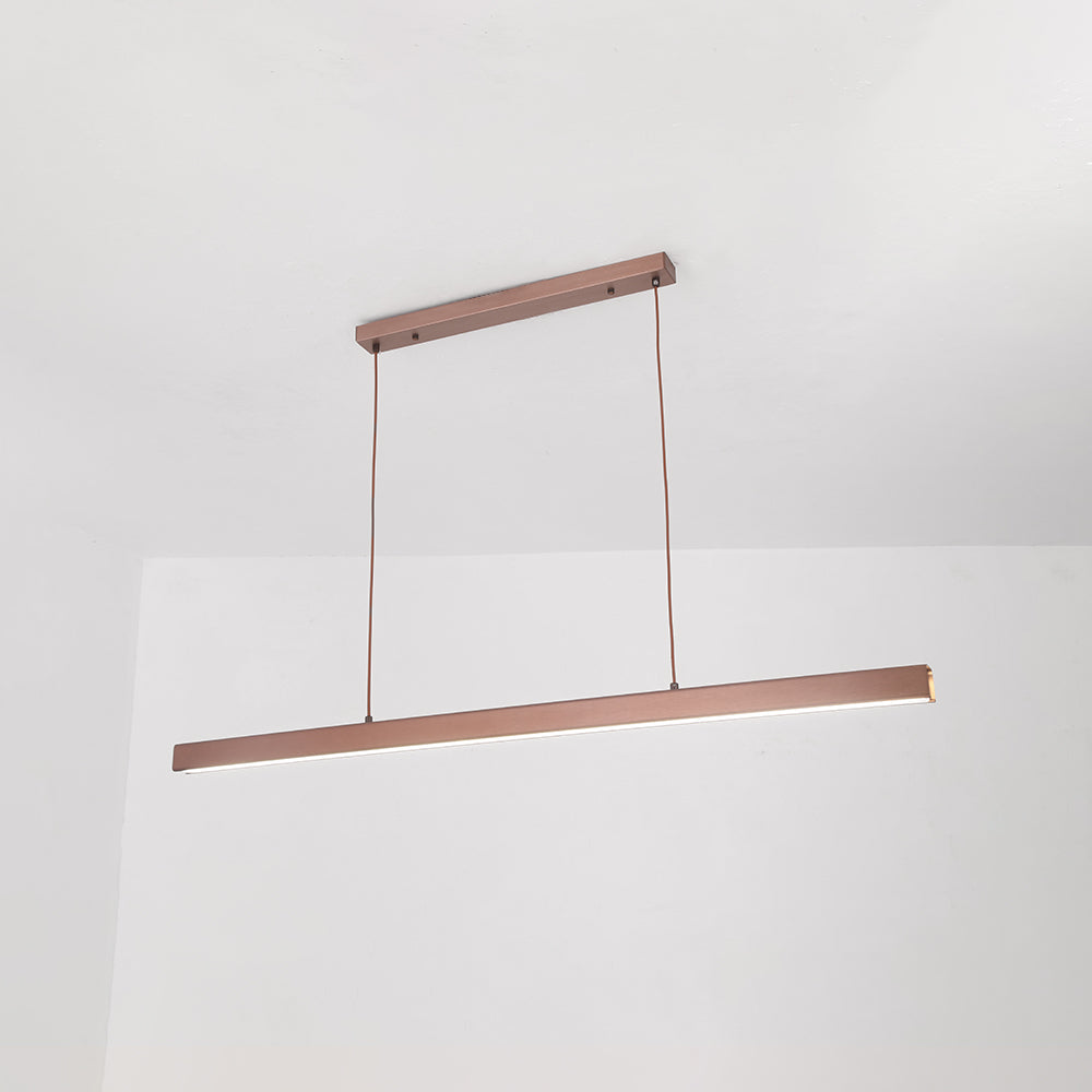 Contemporary Linear Metal Pendant Light – Black and Brown LED Lamp