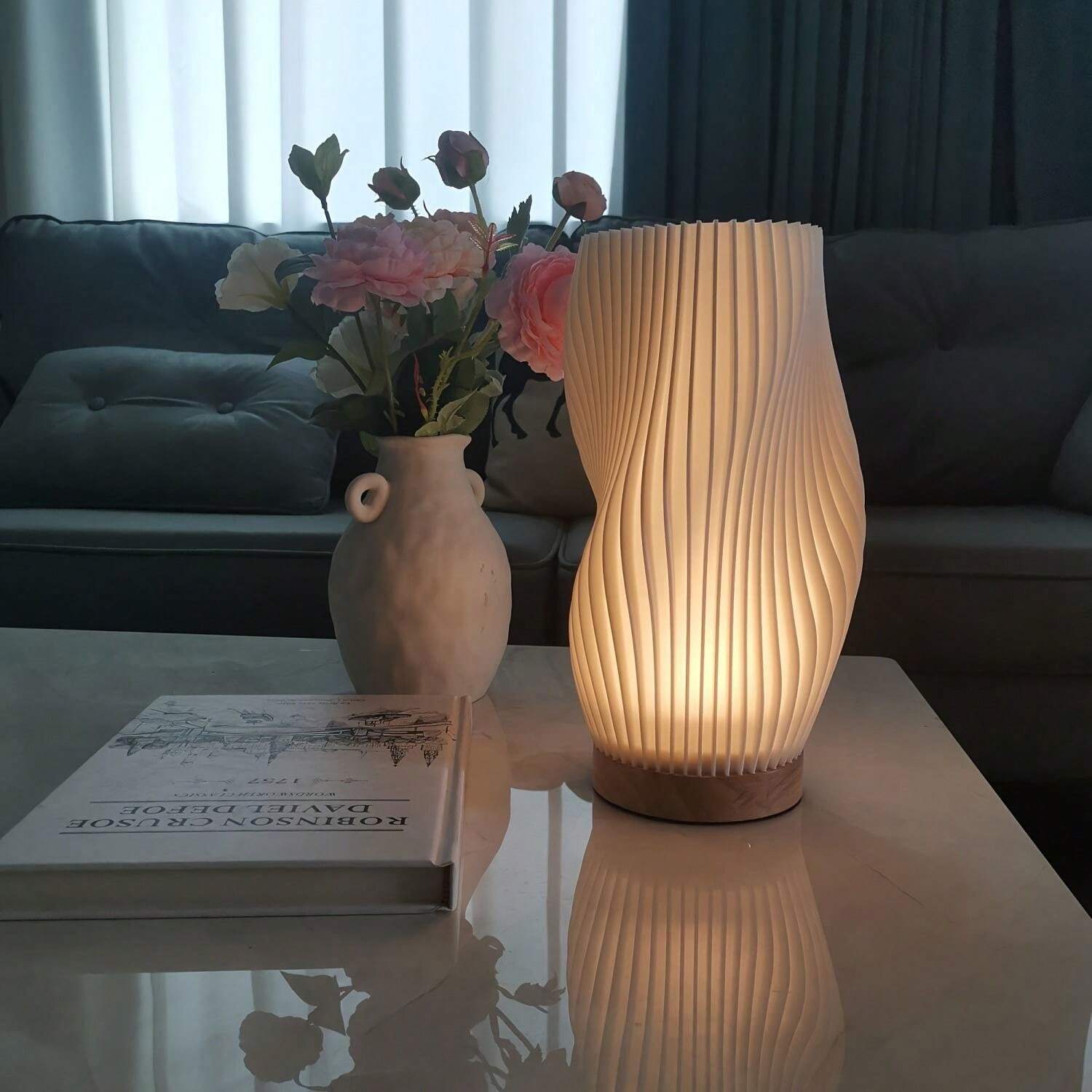Elegant Coastal Design Lamp with Warm LED Light