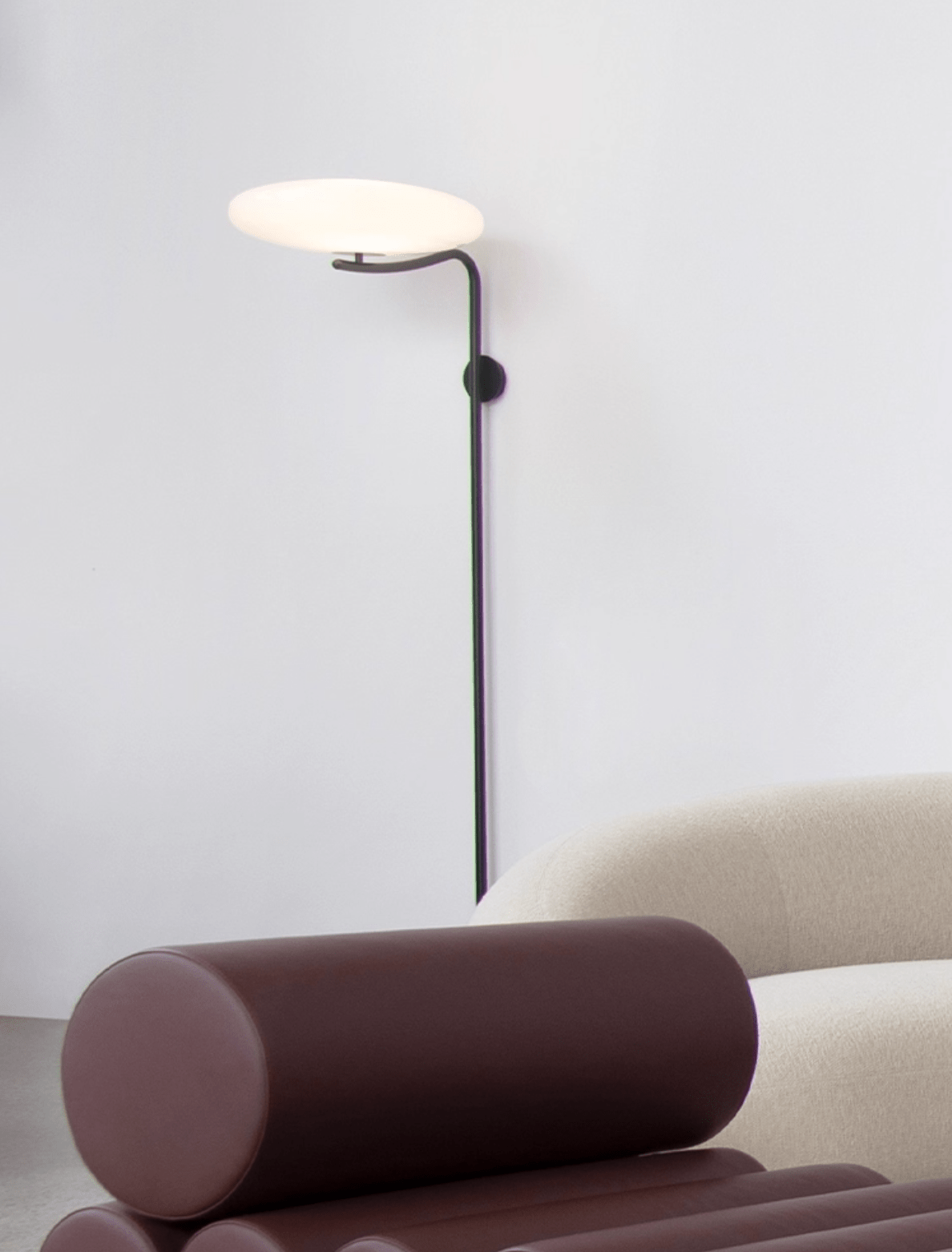 Minimalist LED Arc Wall Lamp – Plug-in Sconce With Circular Opal Shade