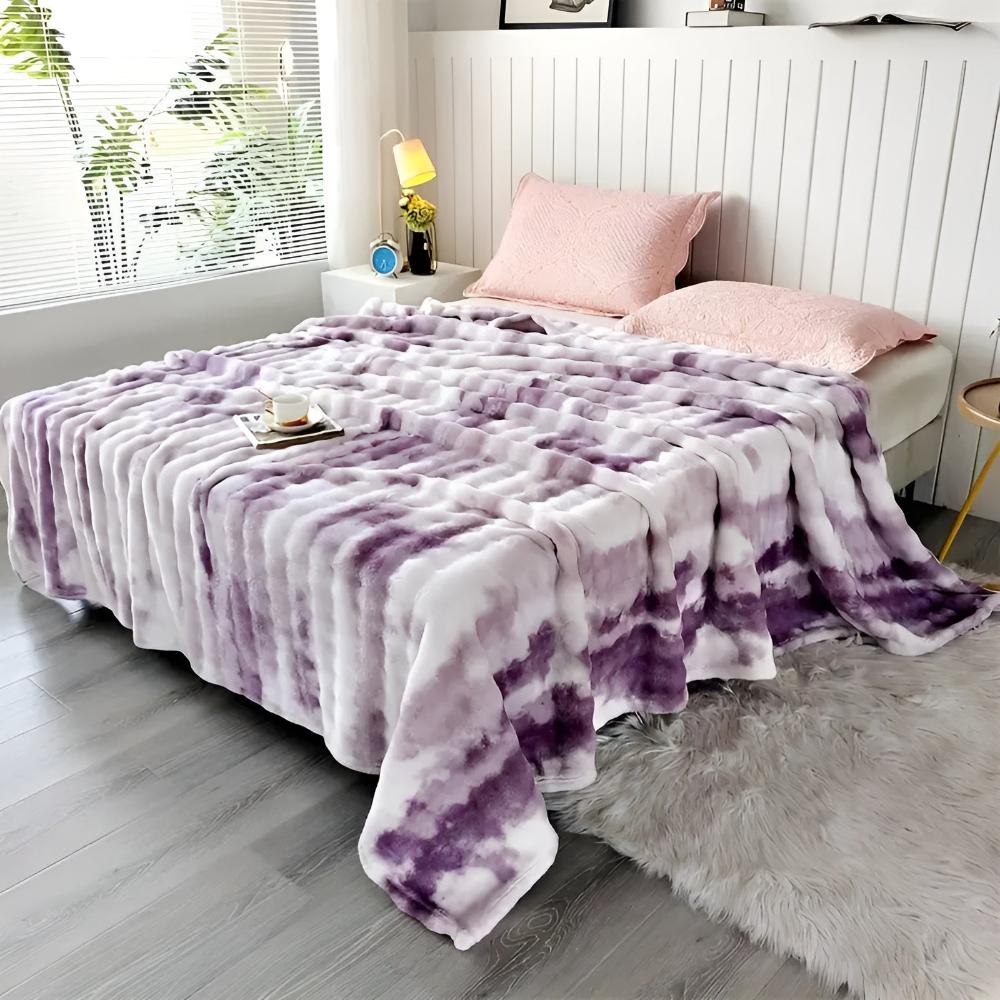 Colorful Ripple Tie-Dye Faux Fur Blanket