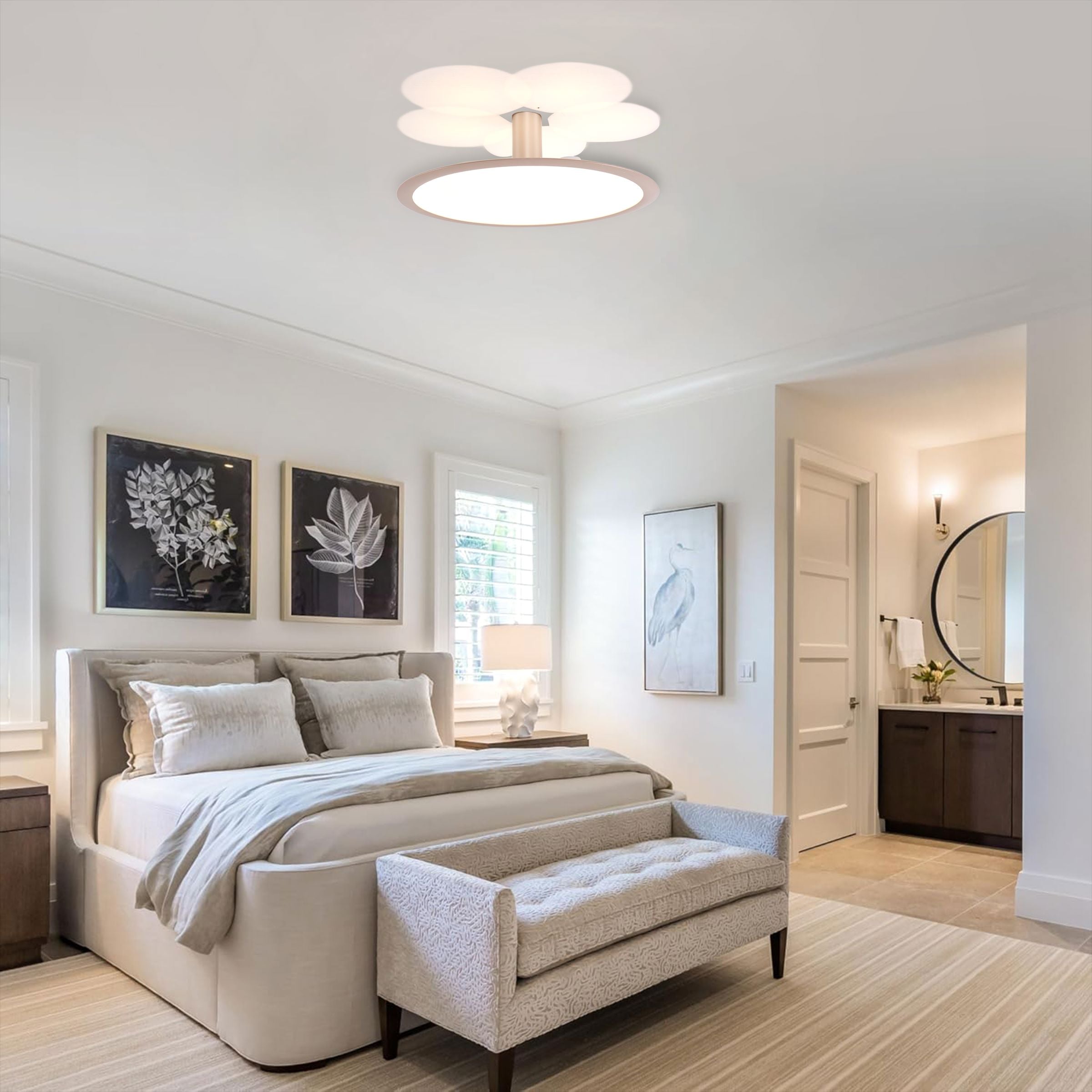 Brushed Rose Gold Aluminium Ceiling Light - Stepless Dimming Feature