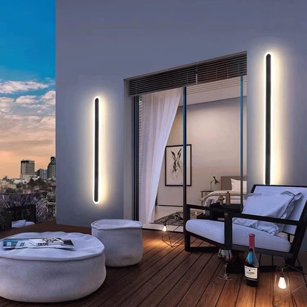 Modern Outdoor Wall Lamp – Linear Oval LED Light
