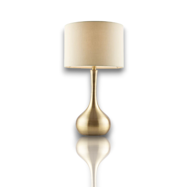 Modern Copper Table Lamp - Classic Fabric Shade