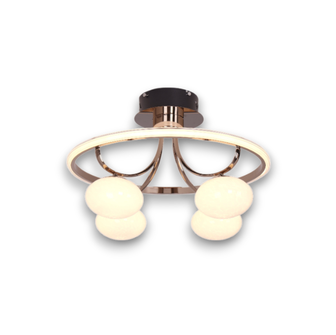 Modern Circular Ceiling Light – Four Orb Glass Fixture