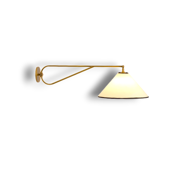 Antique Style Brass Wall Light - Fabric Shade Sconce