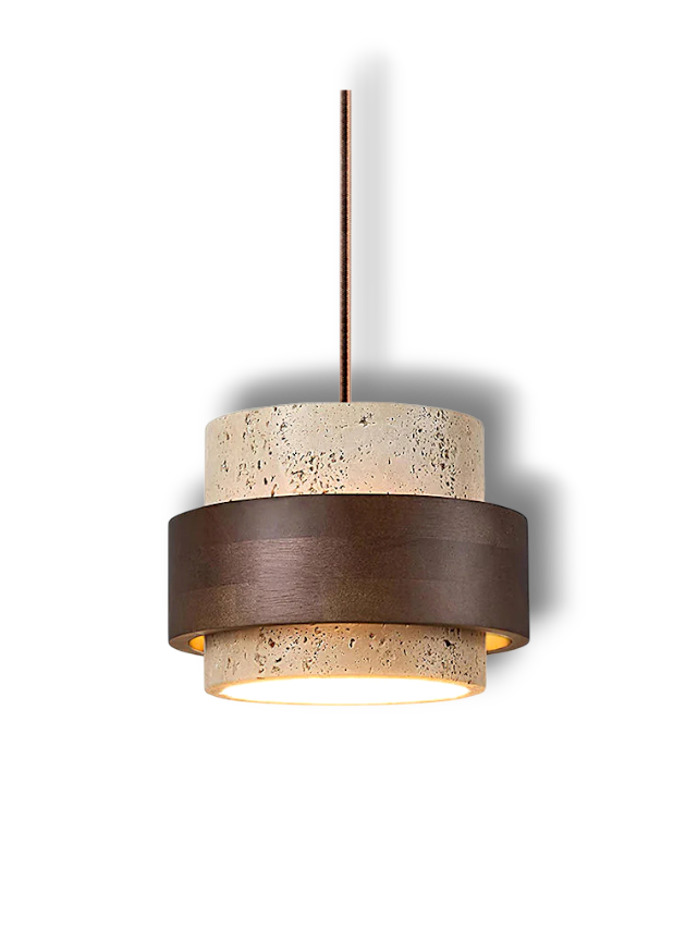 Contemporary Pendant Light Fixture – Travertine Stone Finish